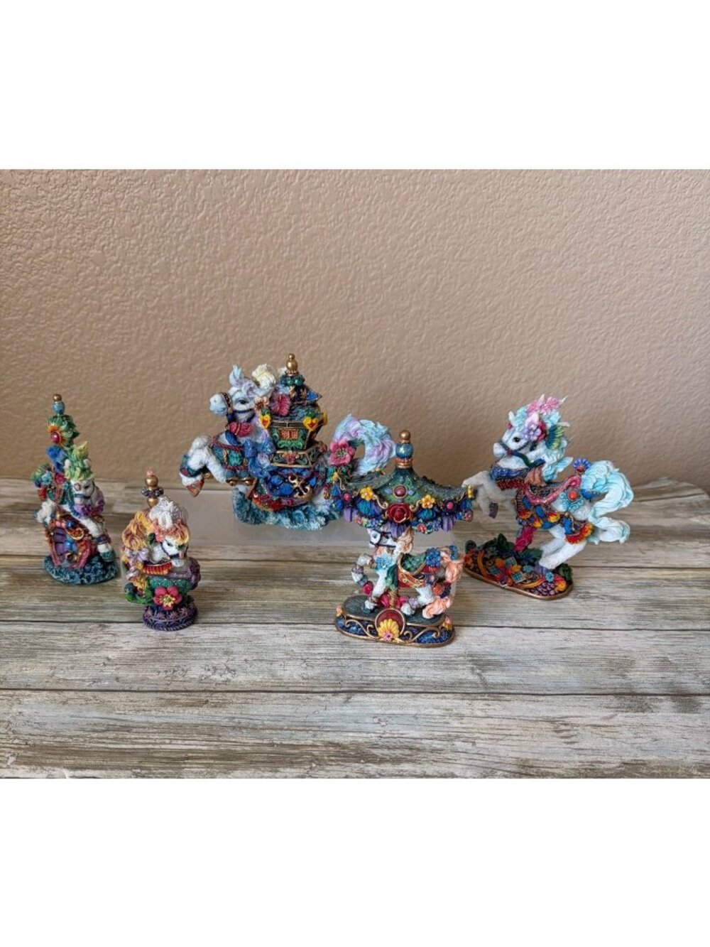 Possible Dreams Dept 56 Crinkle Carousel Figurine Lot 1998 Resin Horse Lot of 5